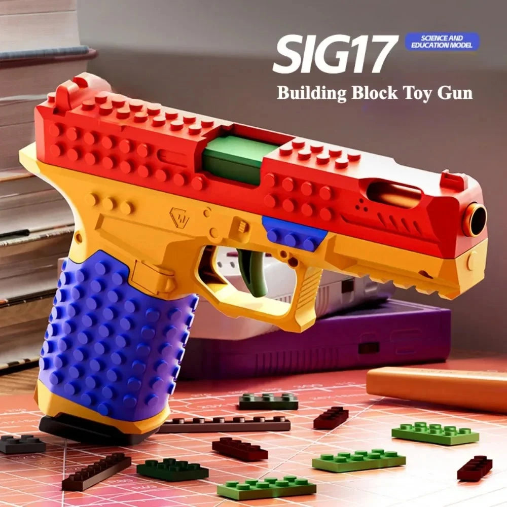 Pistolet Tactique à Briques de Construction avec Éjection Automatique d'Étuis et Recul Blowback