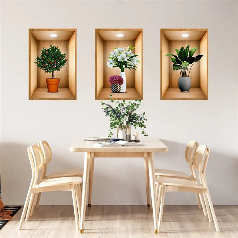Lot De 3 Tableaux Stickers Avec Effet Réel 3D Grands Modèles 60 x 40 CM