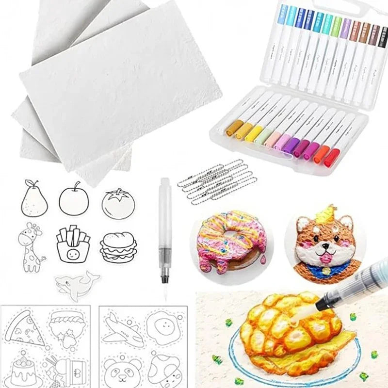 Kit de Peinture Texturée Magique 3D avec Stylos Effet Mousse
