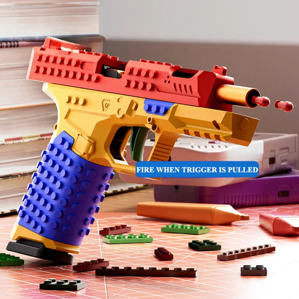 Pistolet Tactique à Briques de Construction avec Éjection Automatique d'Étuis et Recul Blowback