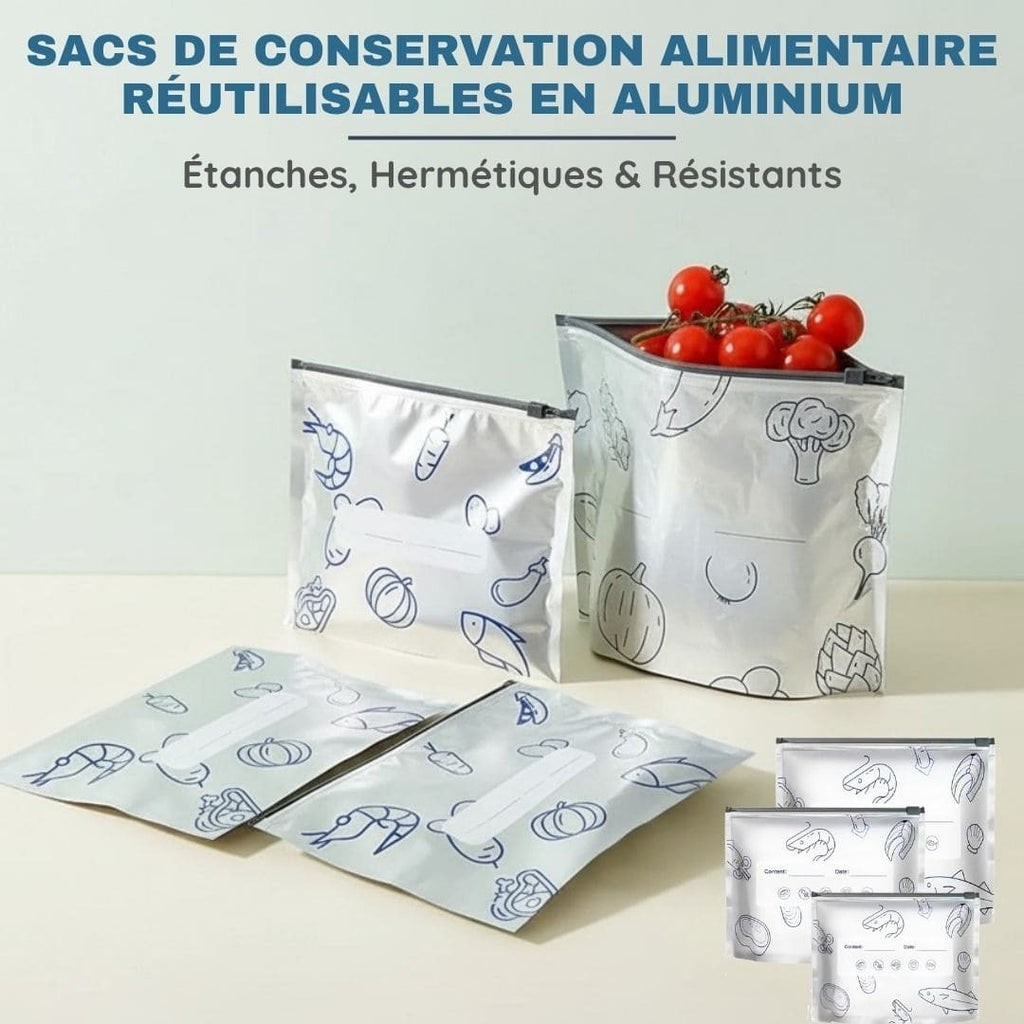 Sacs de Conservation Alimentaire_ Lavable et Réutilisable