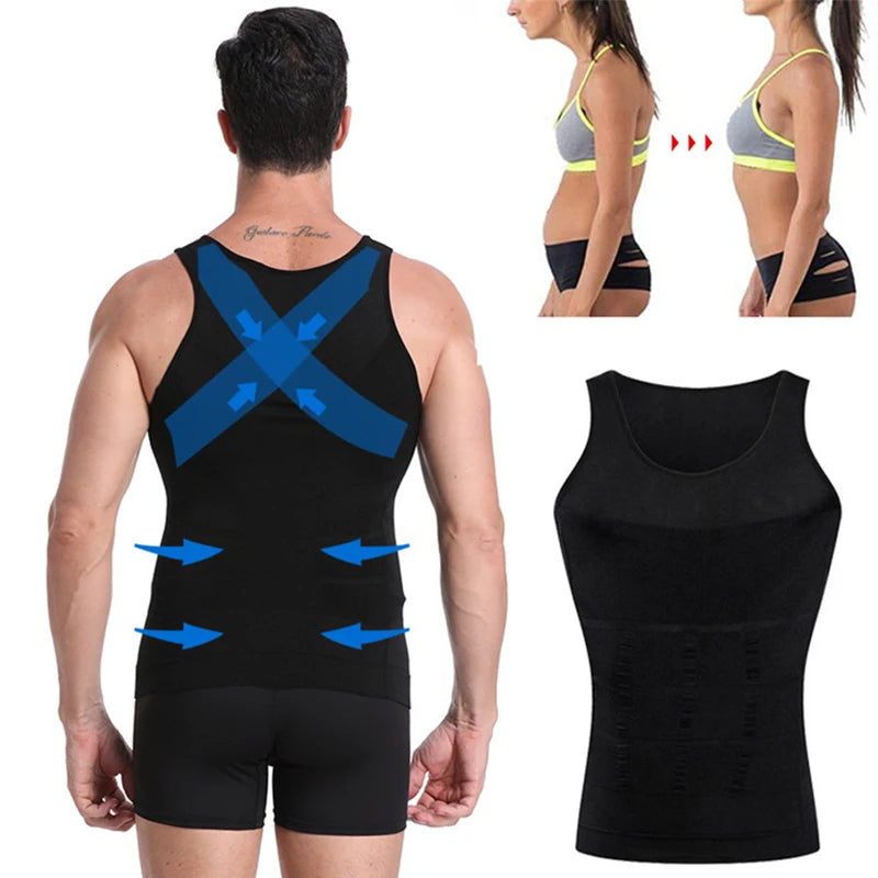 Gilet Amincissant de Compression pour Homme avec Maintien Abdominal et Postural