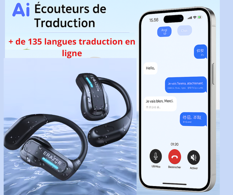 Écouteurs intelligents- Traducteur de 135 Langues en temps réel