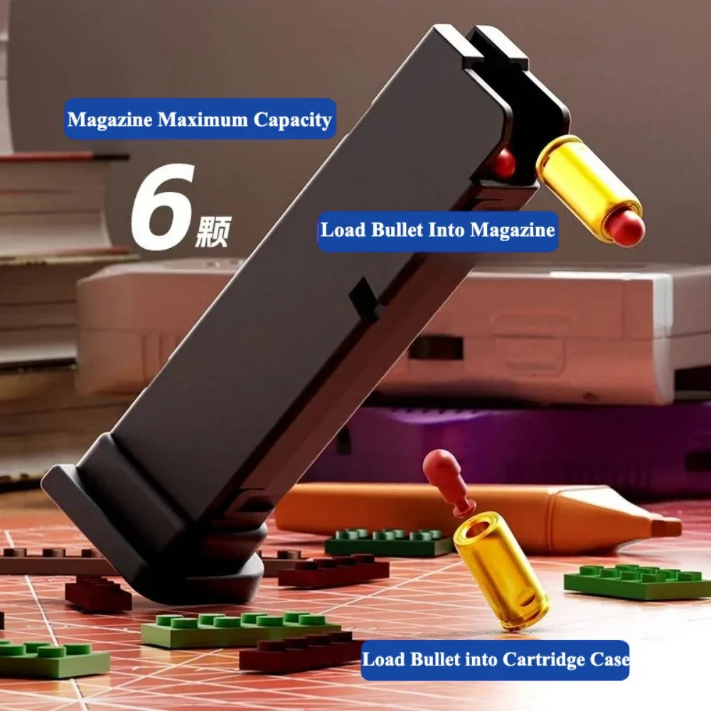 Pistolet Tactique à Briques de Construction avec Éjection Automatique d'Étuis et Recul Blowback