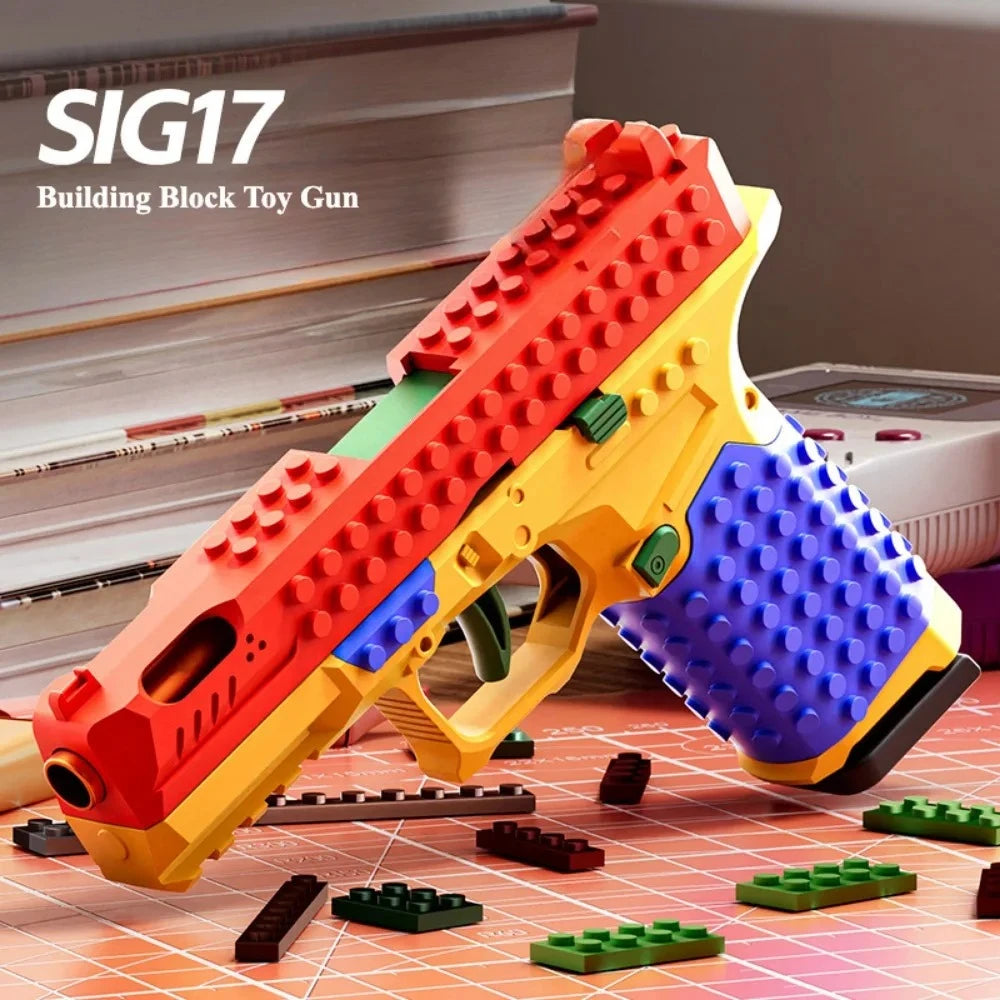 Pistolet Tactique à Briques de Construction avec Éjection Automatique d'Étuis et Recul Blowback