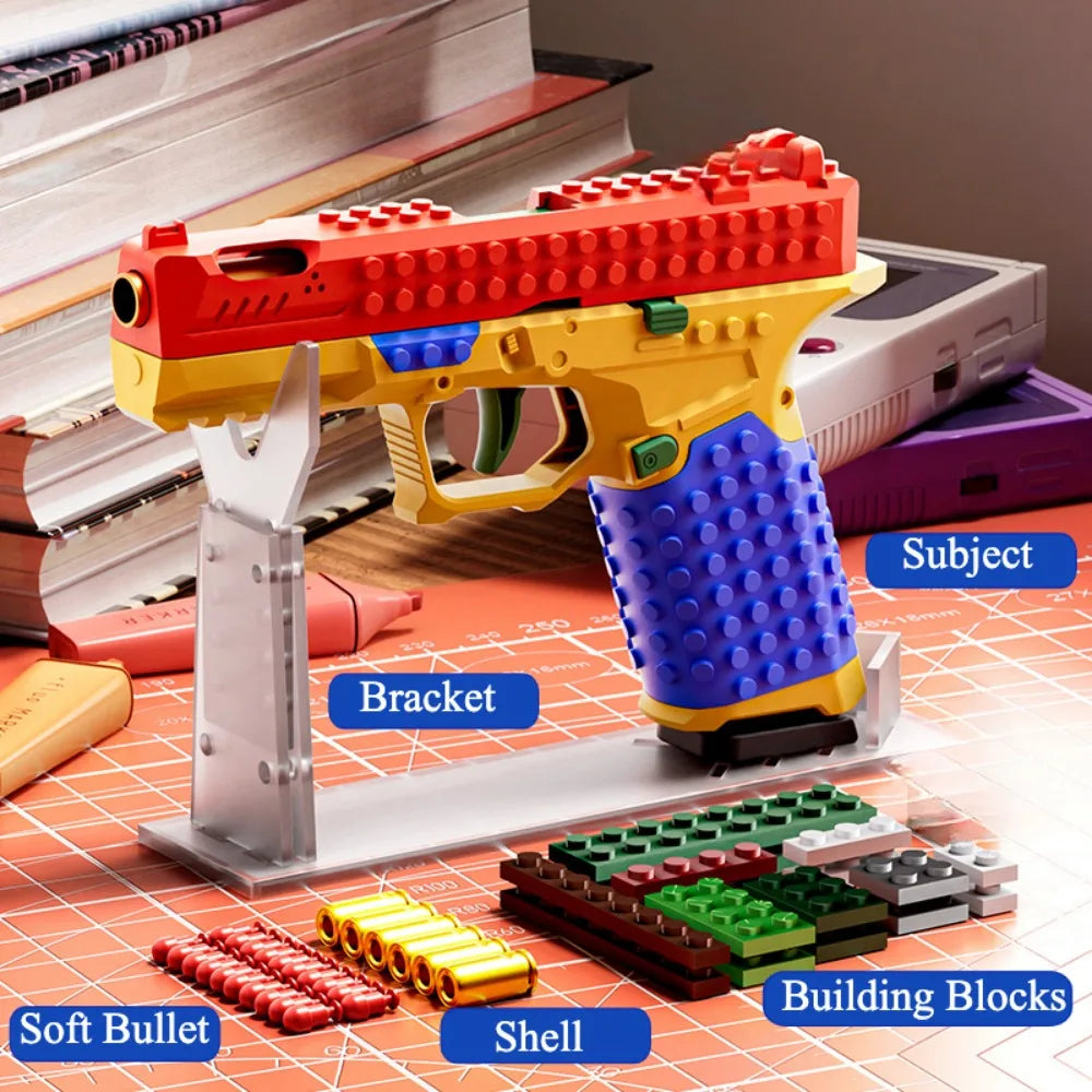 Pistolet Tactique à Briques de Construction avec Éjection Automatique d'Étuis et Recul Blowback