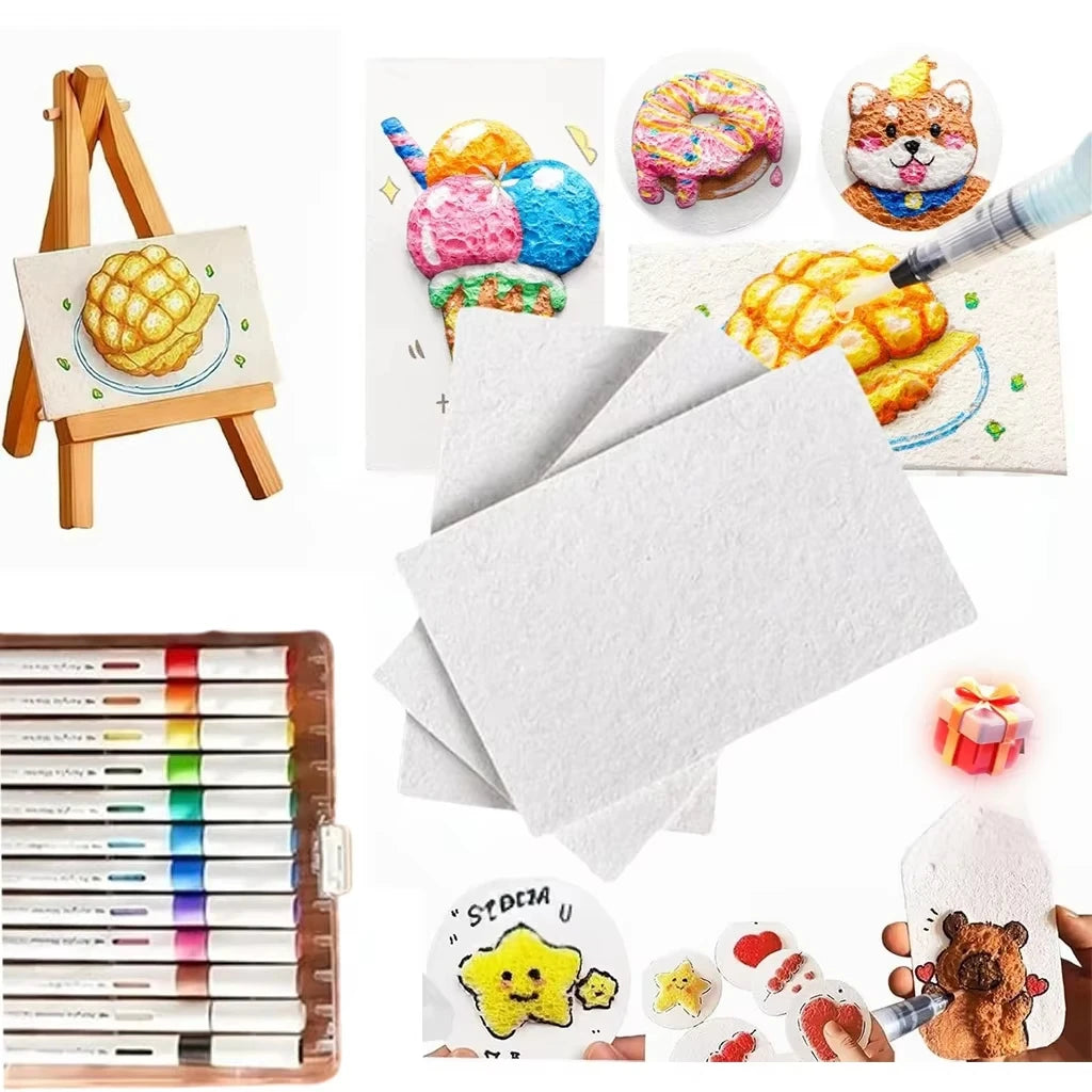 Kit de Peinture Texturée Magique 3D avec Stylos Effet Mousse
