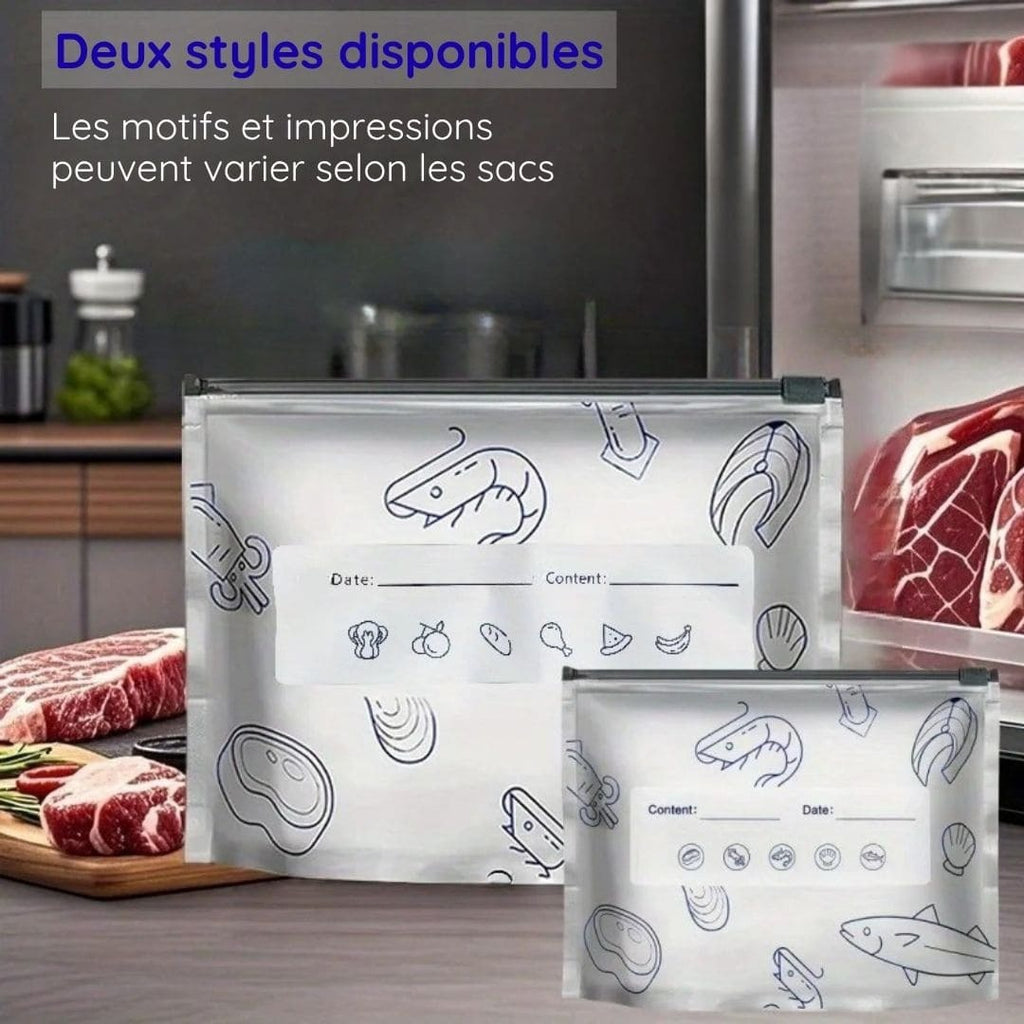 Sacs de Conservation Alimentaire_ Lavable et Réutilisable