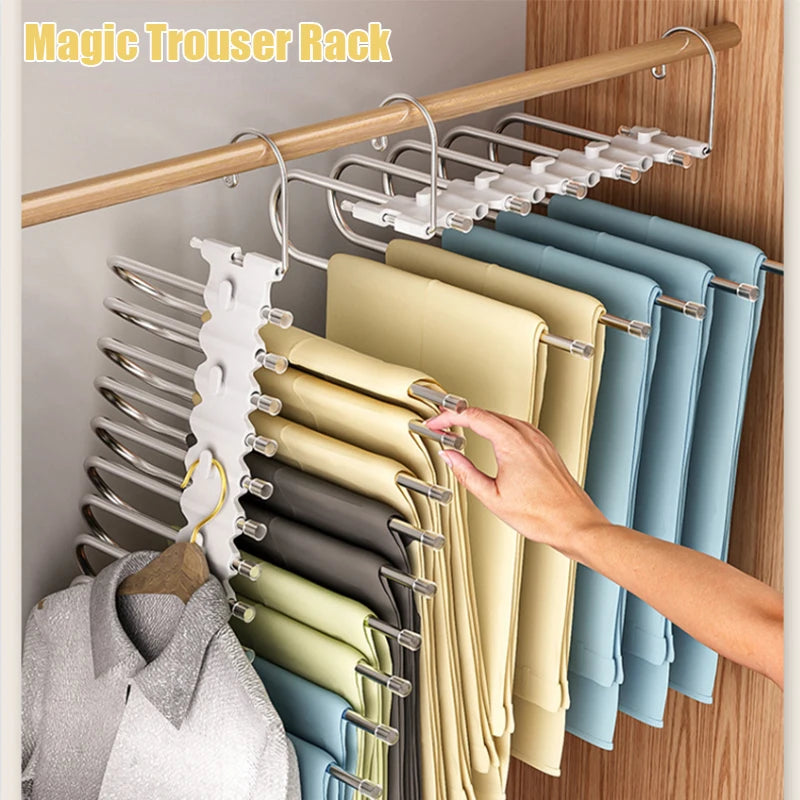 Rack de Rangement Pantalons Pliable à 9 Niveaux