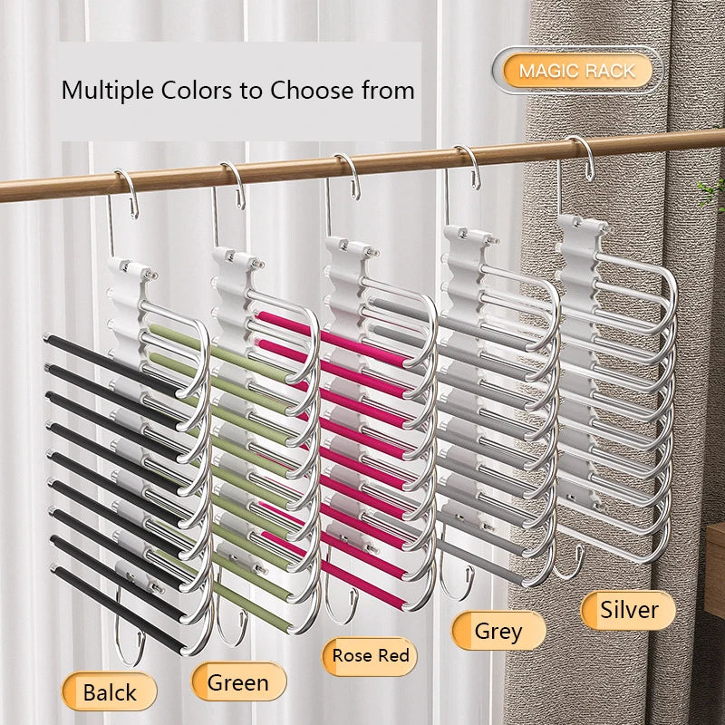 Rack de Rangement Pantalons Pliable à 9 Niveaux