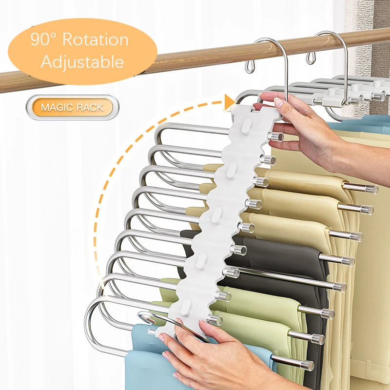 Rack de Rangement Pantalons Pliable à 9 Niveaux