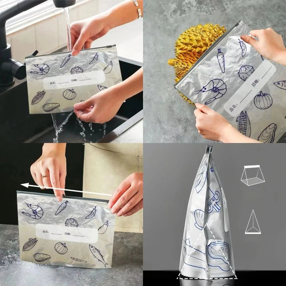 Sacs de Conservation Alimentaire_ Lavable et Réutilisable