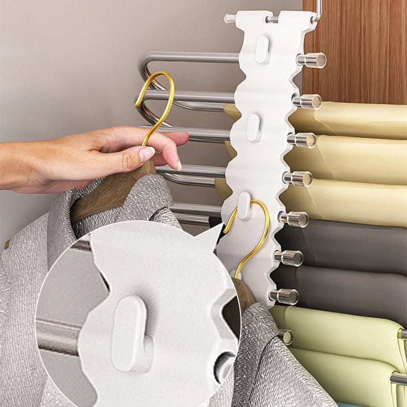 Rack de Rangement Pantalons Pliable à 9 Niveaux